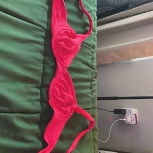 Pink ribbed swim top